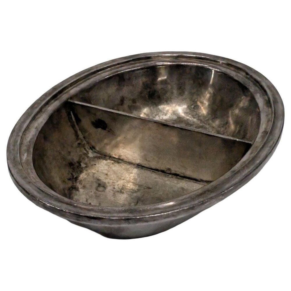 Vtg International Silver Co Divided Serving Dish Silverplate 7" Reinforced Oval